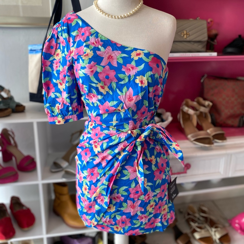 NWT Lulus floral one-shoulder dress size XS